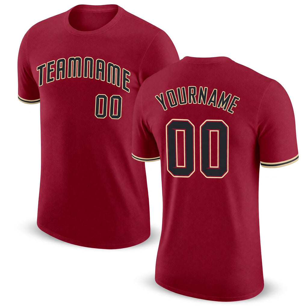 Custom Crimson Black-City Cream Performance T-Shirt