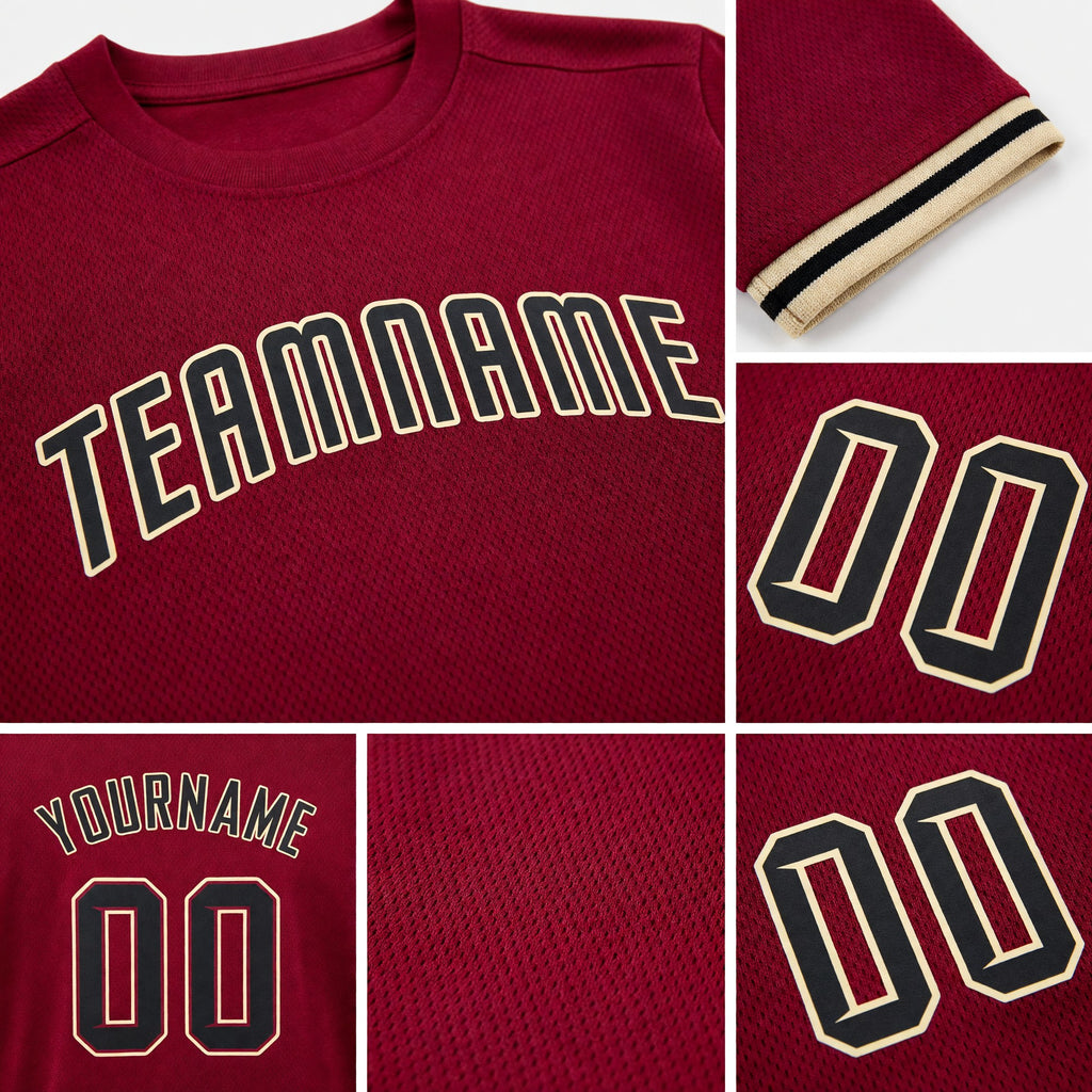 Custom Crimson Black-City Cream Performance T-Shirt detail