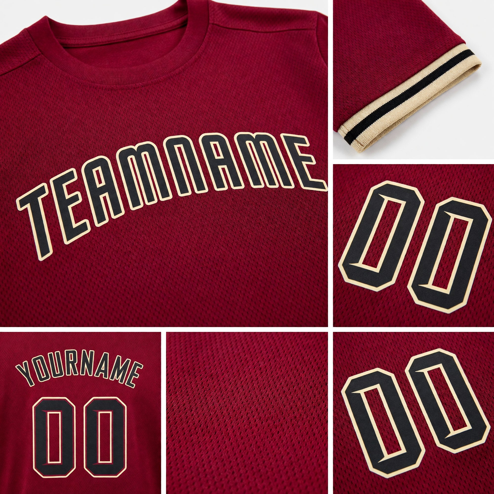 Custom Crimson Black-City Cream Performance T-Shirt detail