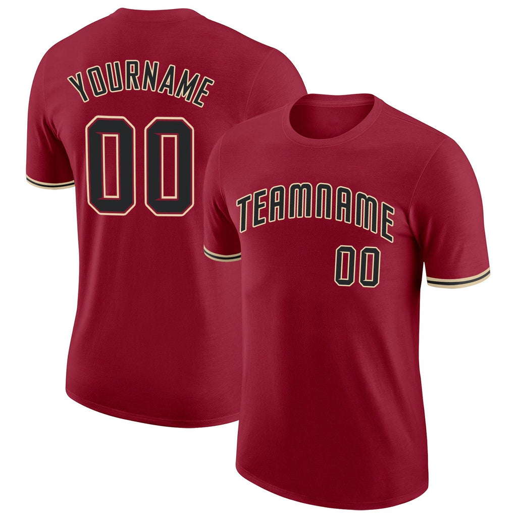 Custom Crimson Black-City Cream Performance T-Shirt photo 1