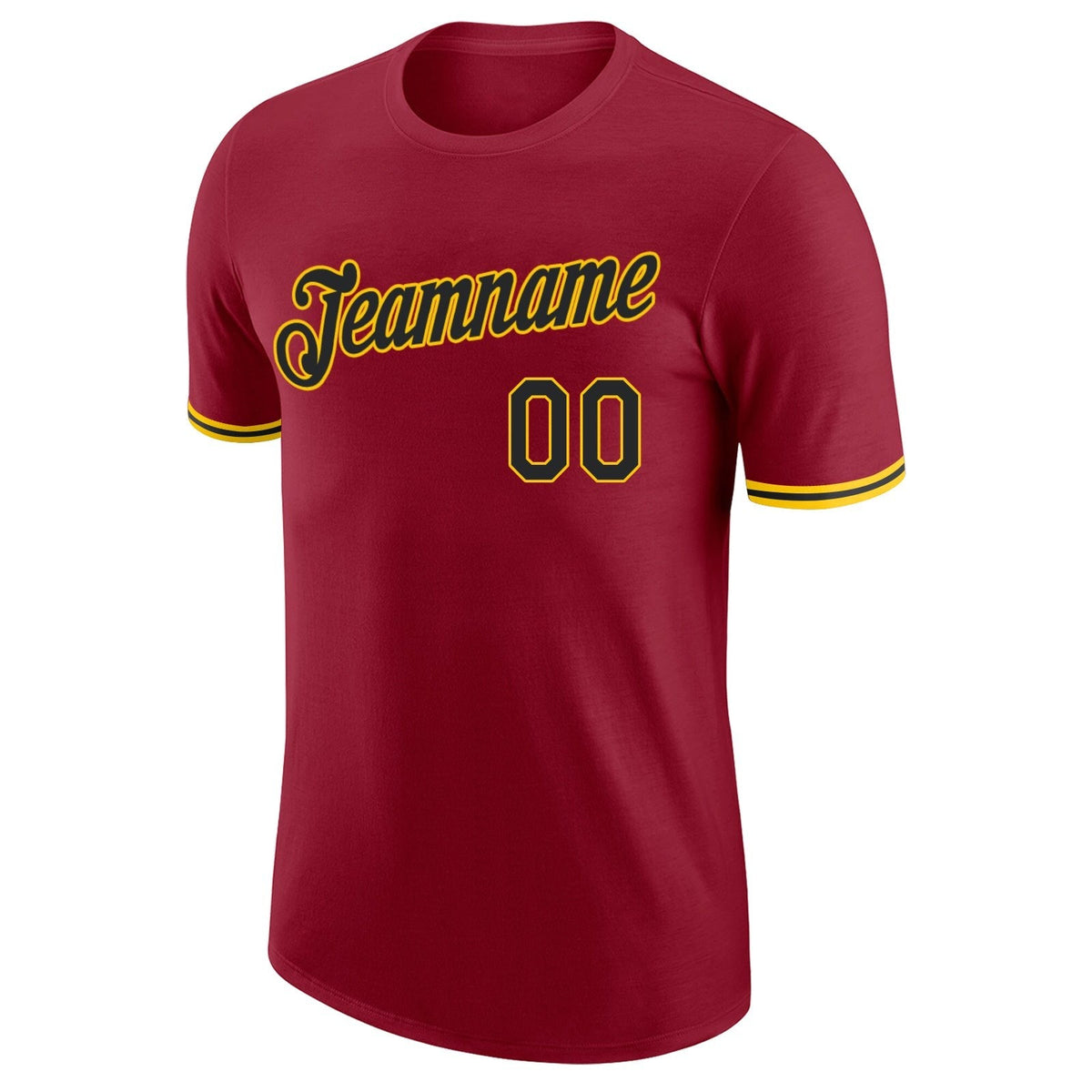 Custom Crimson Black-Gold Performance T-Shirt photo 4