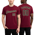 Custom Crimson Black-City Cream Performance T-Shirt worn front and back