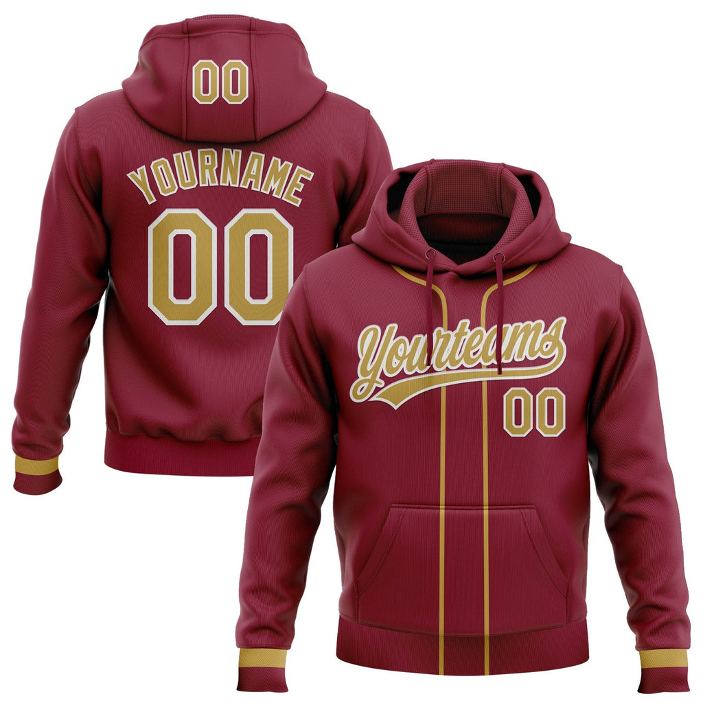 Custom Stitched Crimson Old Gold-White Baseball Pullover Sweatshirt Hoodie photo 1