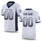 Custom White Navy-Gray Drift Fashion Football Jersey