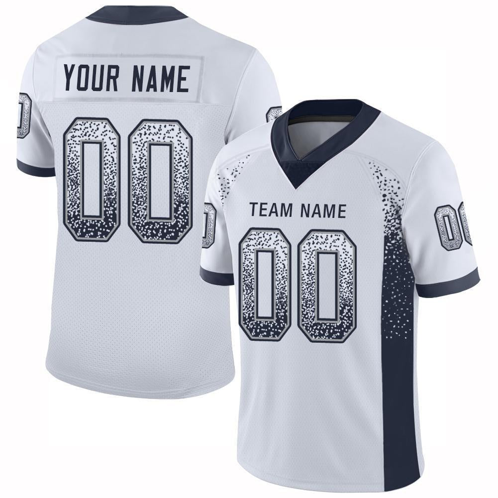 Custom White Navy-Gray Drift Fashion Football Jersey photo 1