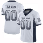 Custom White Navy-Gray Drift Fashion Football Jersey photo 1