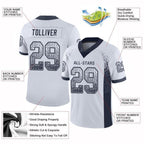 Custom White Navy-Gray Drift Fashion Football Jersey photo 2
