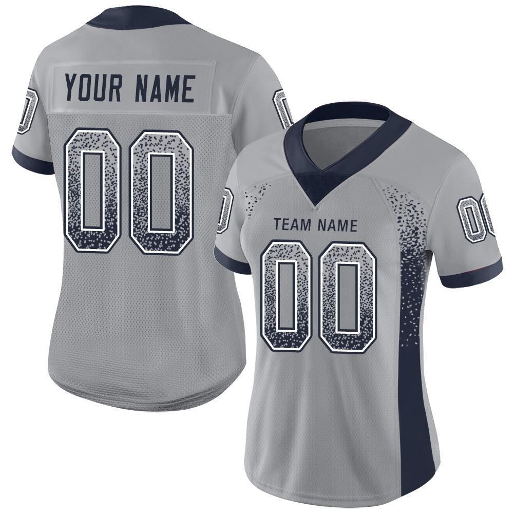 Custom Light Gray Navy-White Drift Fashion Football Jersey photo 2