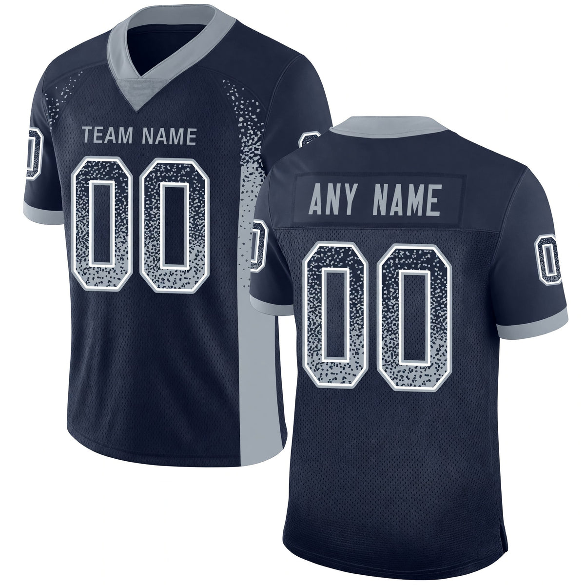 Custom Navy Light Gray-White Drift Fashion Football Jersey