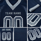 Custom Navy Light Gray-White Drift Fashion Football Jersey detail
