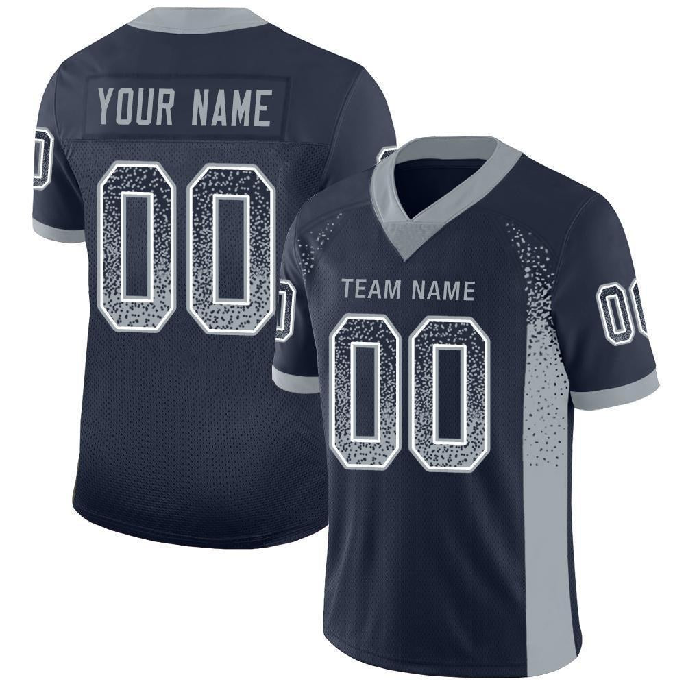 Custom Navy Light Gray-White Drift Fashion Football Jersey photo 1