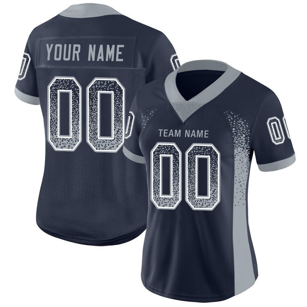 Custom Navy Light Gray-White Drift Fashion Football Jersey photo 2