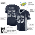 Custom Navy Light Gray-White Drift Fashion Football Jersey photo 3