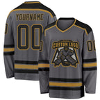 Custom Steel Gray Black-Old Gold Hockey Jersey photo 1