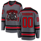 Custom Steel Gray Red-Black Hockey Jersey