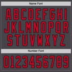Custom Steel Gray Red-Black Hockey Jersey photo 3