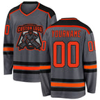 Custom Steel Gray Orange-Black Hockey Jersey