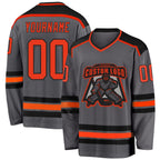 Custom Steel Gray Orange-Black Hockey Jersey photo 1