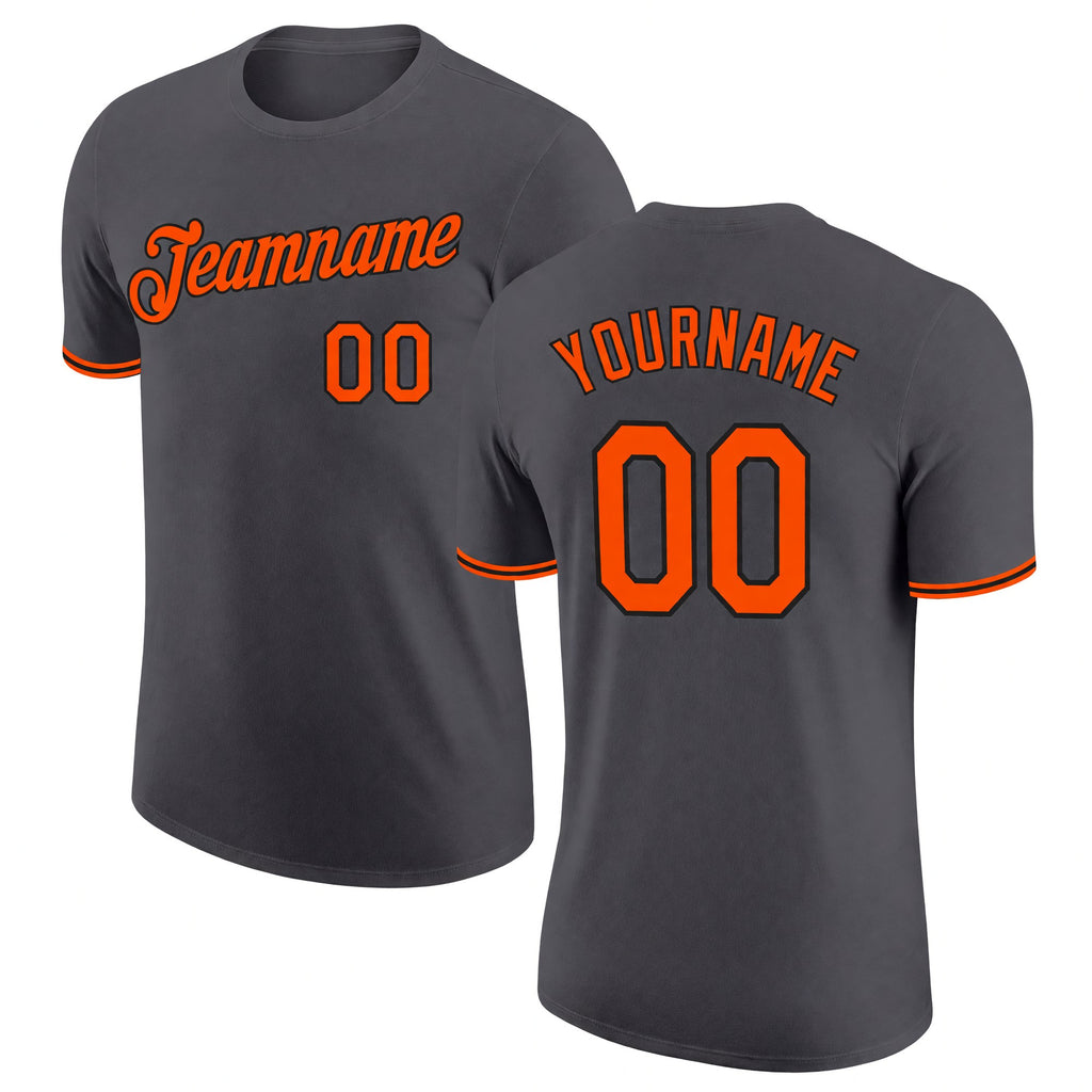 Custom Steel Gray Orange-Black Performance T-Shirt
