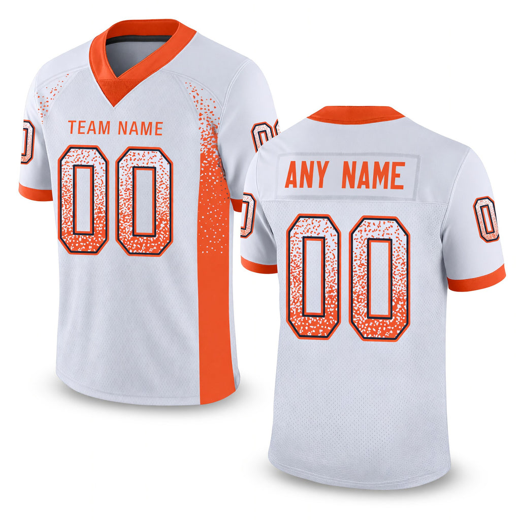 Custom White Orange-Navy Drift Fashion Football Jersey