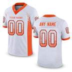 Custom White Orange-Navy Drift Fashion Football Jersey