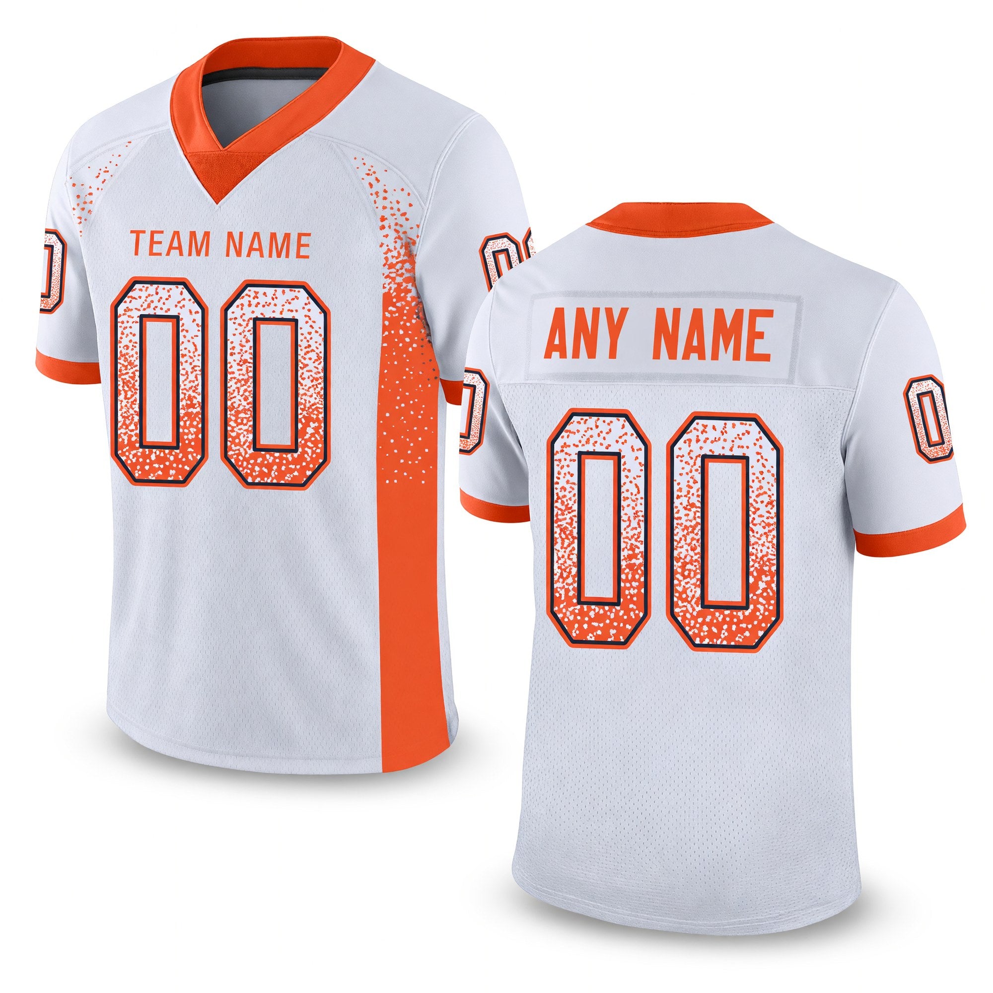 Custom White Orange-Navy Drift Fashion Football Jersey