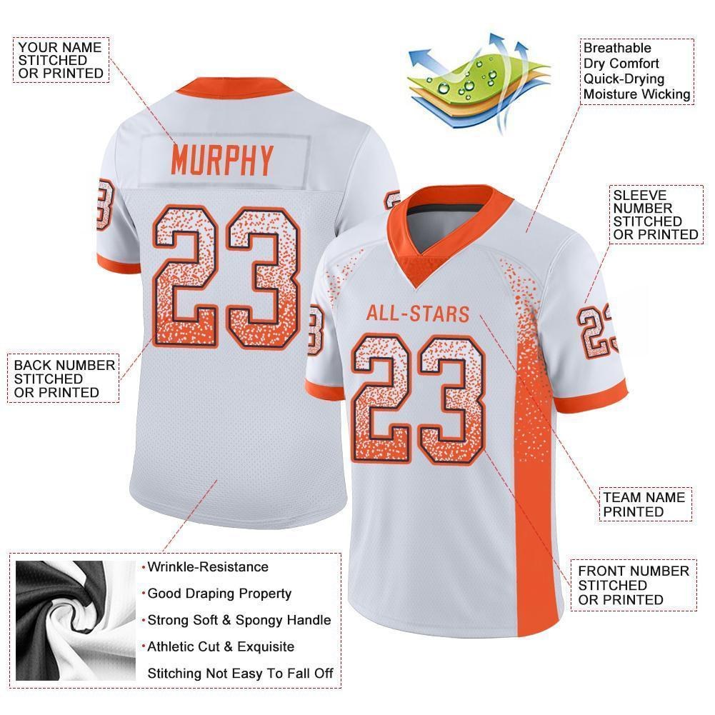 Custom White Orange-Navy Drift Fashion Football Jersey photo 2
