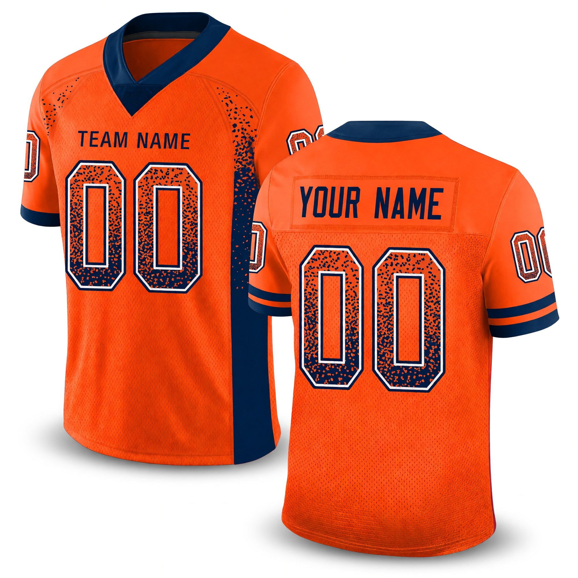 Custom Orange Navy-White Drift Fashion Football Jersey