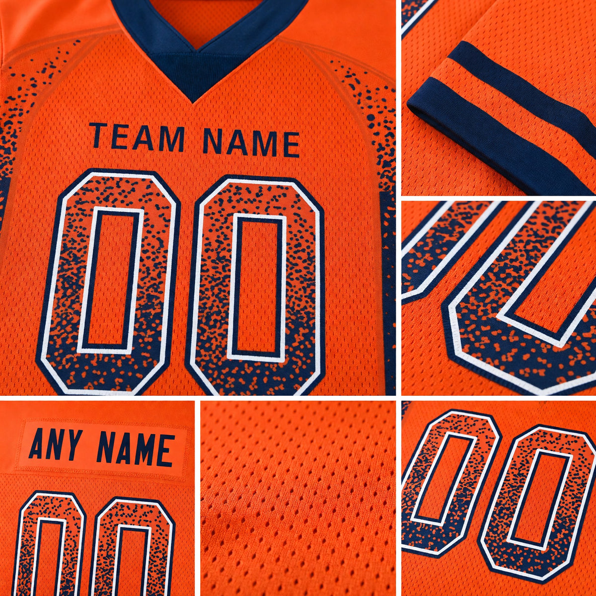 Custom Orange Navy-White Drift Fashion Football Jersey detail