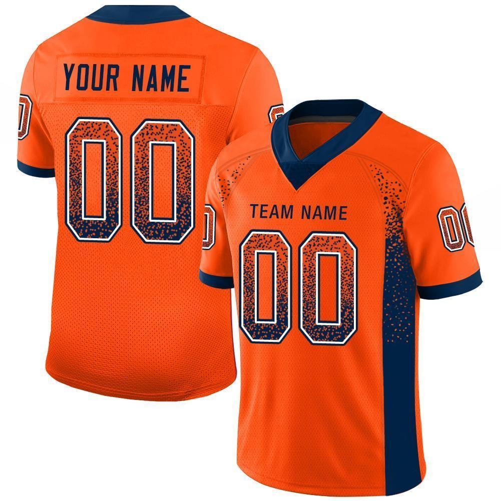 Custom Orange Navy-White Drift Fashion Football Jersey photo 1