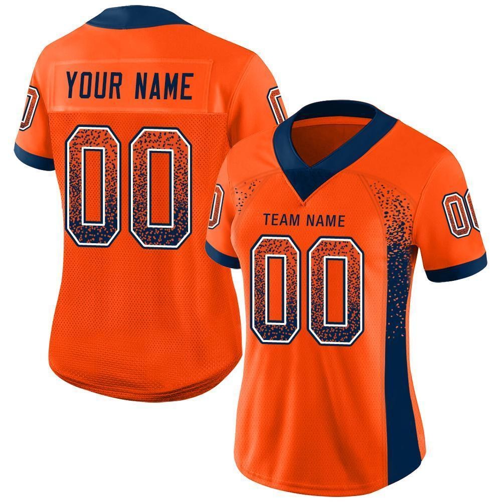 Custom Orange Navy-White Drift Fashion Football Jersey photo 2