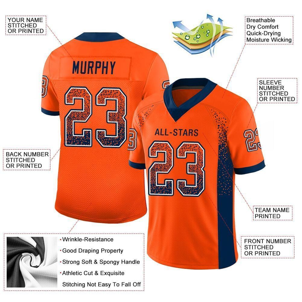 Custom Orange Navy-White Drift Fashion Football Jersey photo 3