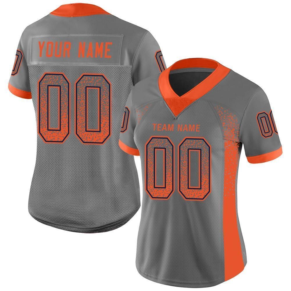 Custom Gray Orange-Navy Drift Fashion Football Jersey photo 2