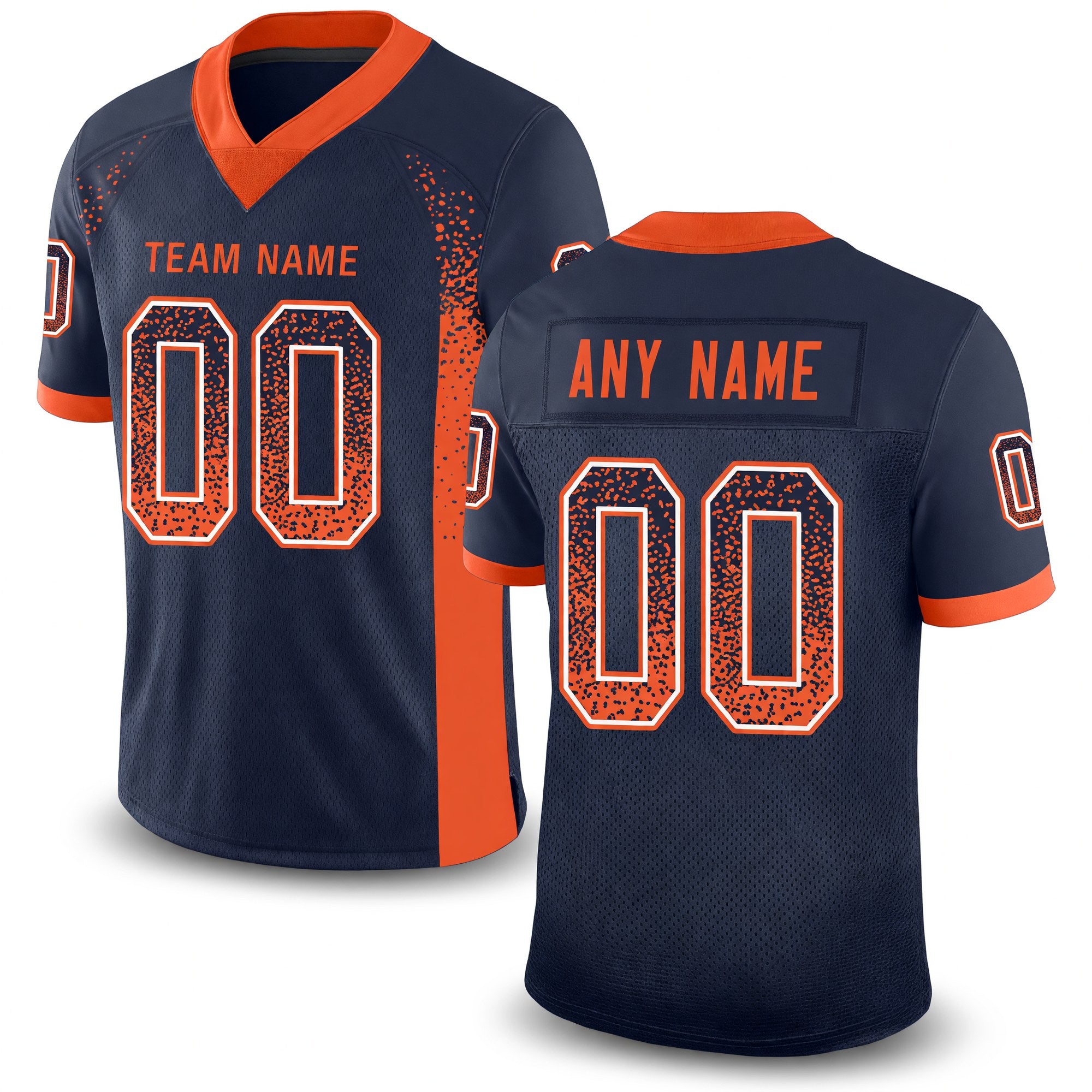Custom Navy Orange-White Drift Fashion Football Jersey