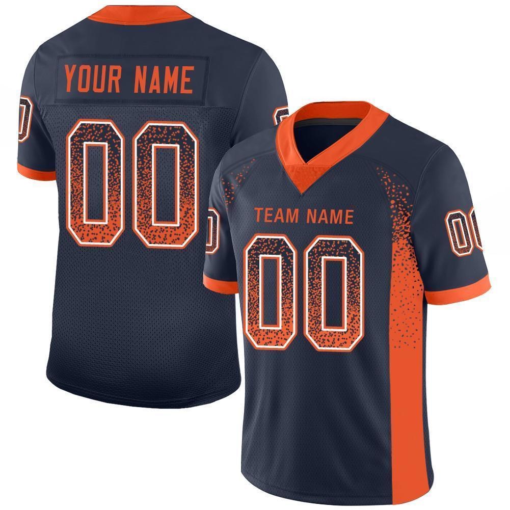 Custom Navy Orange-White Drift Fashion Football Jersey photo 1