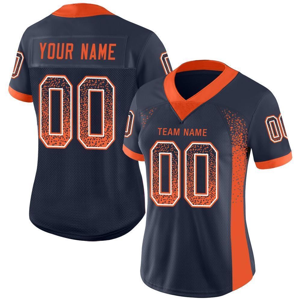 Custom Navy Orange-White Drift Fashion Football Jersey photo 2