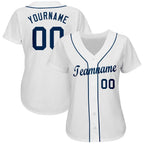 Custom White Navy Baseball Jersey photo 2
