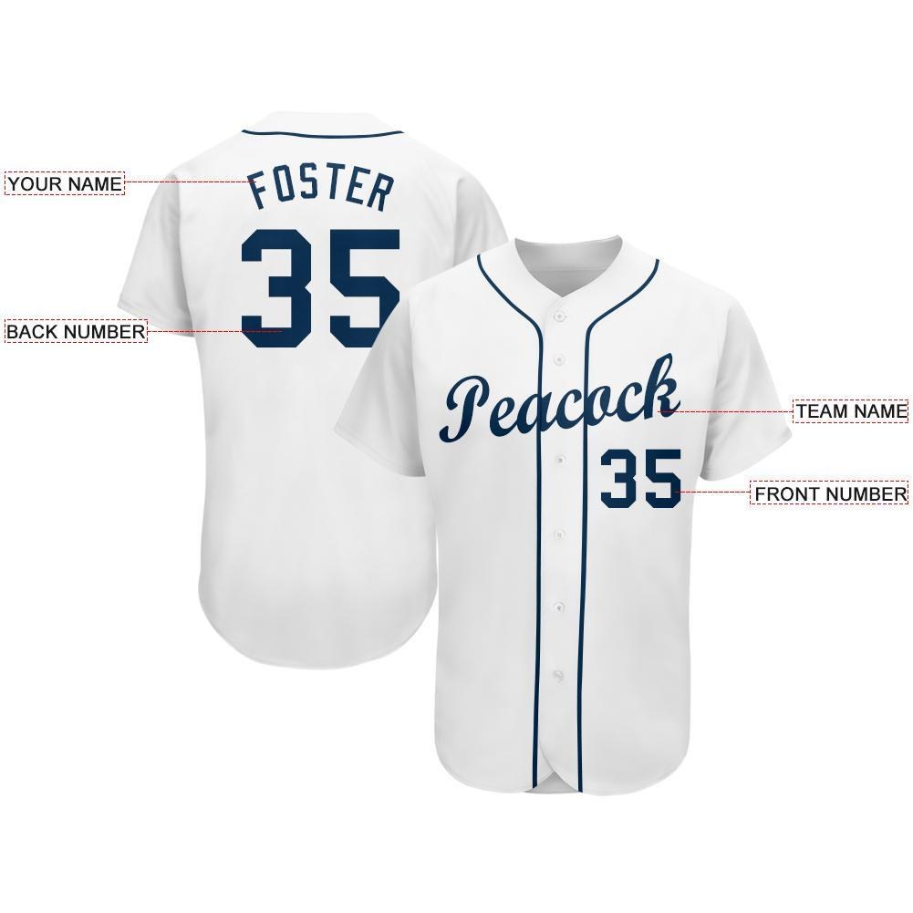 Custom White Navy Baseball Jersey photo 3
