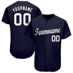 Custom Navy White Baseball Jersey photo 1