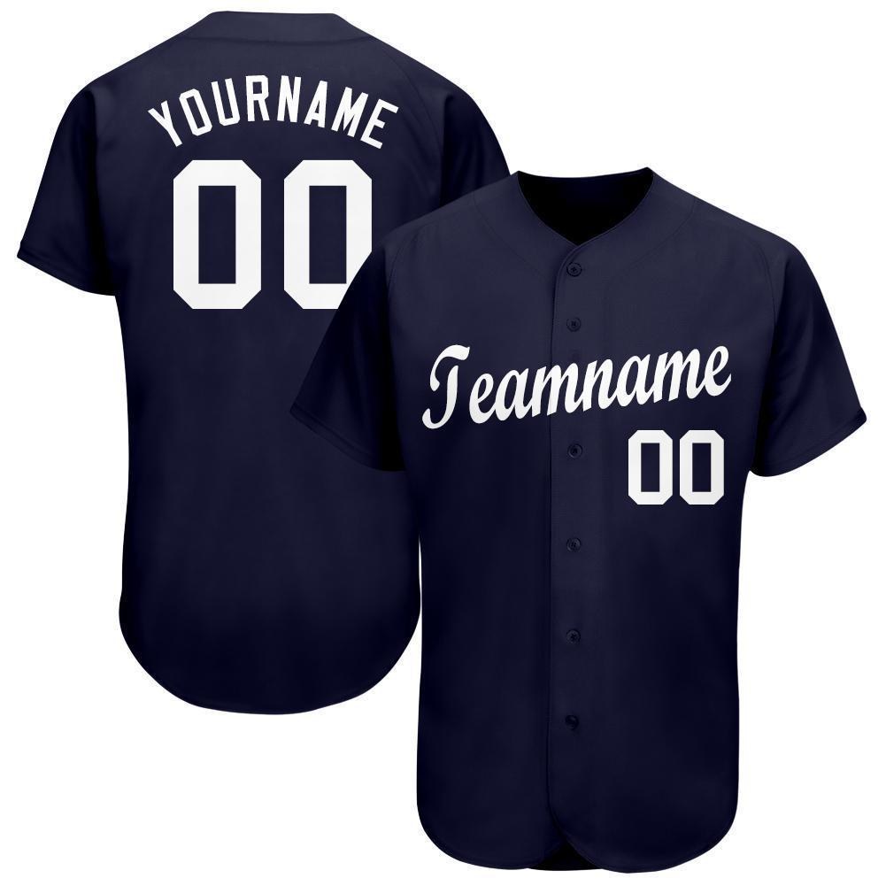 Custom Navy White Baseball Jersey photo 1