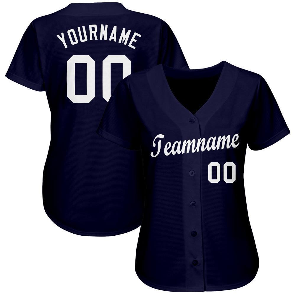 Custom Navy White Baseball Jersey photo 2