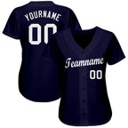 Custom Navy White Baseball Jersey photo 2