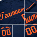 Custom Navy Orange Baseball Jersey detail