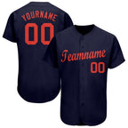 Custom Navy Orange Baseball Jersey photo 1