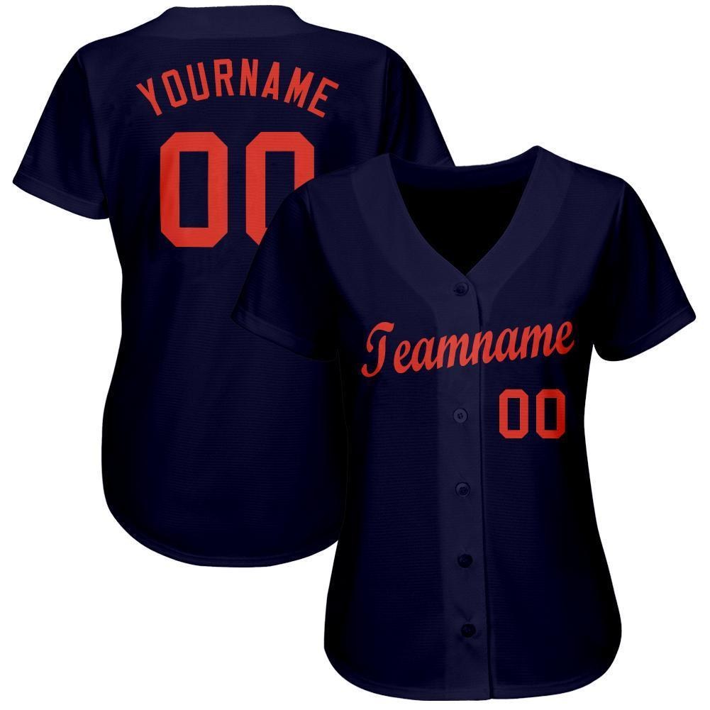 Custom Navy Orange Baseball Jersey photo 2