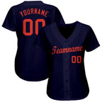 Custom Navy Orange Baseball Jersey photo 2