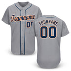 Custom Gray Navy-Orange Baseball Jersey