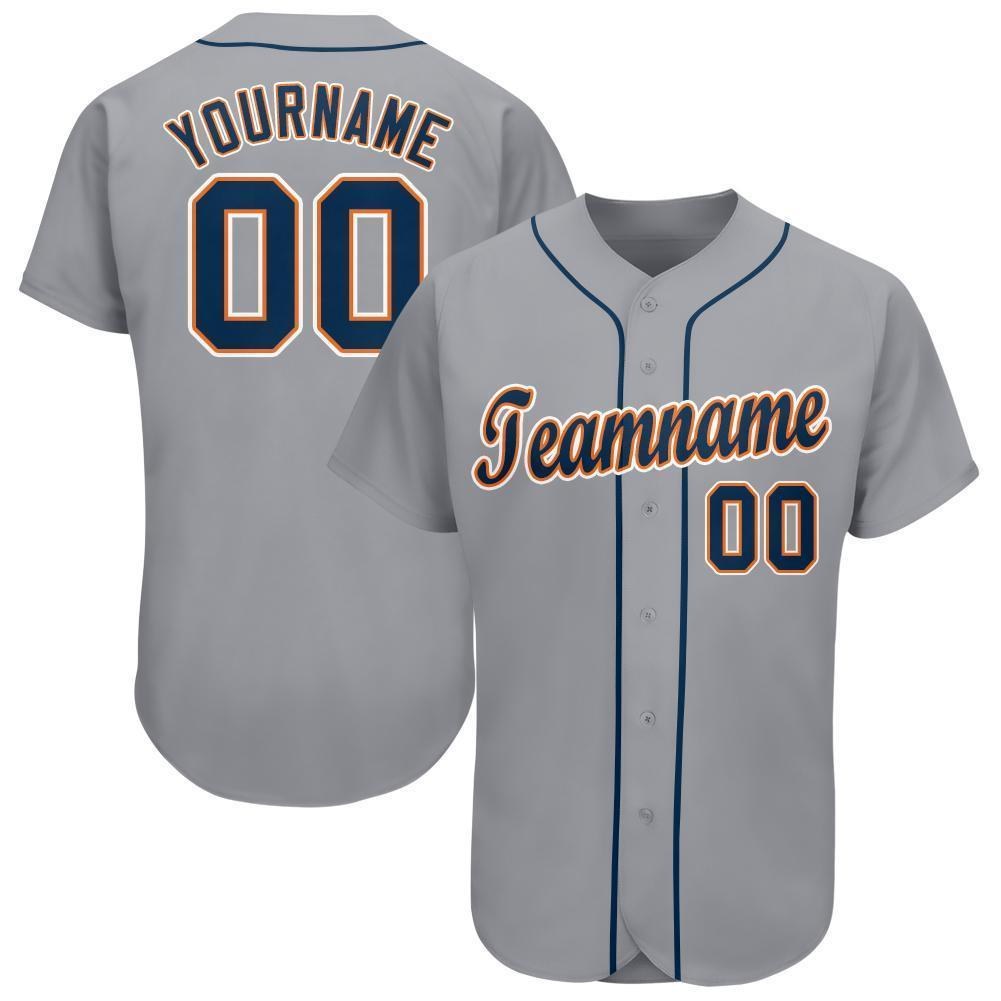 custom gray navy orange baseball jersey detroitk0127
