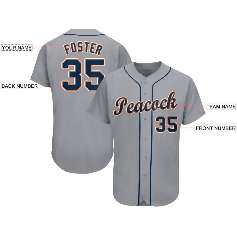custom gray navy orange baseball jersey detroitk0127