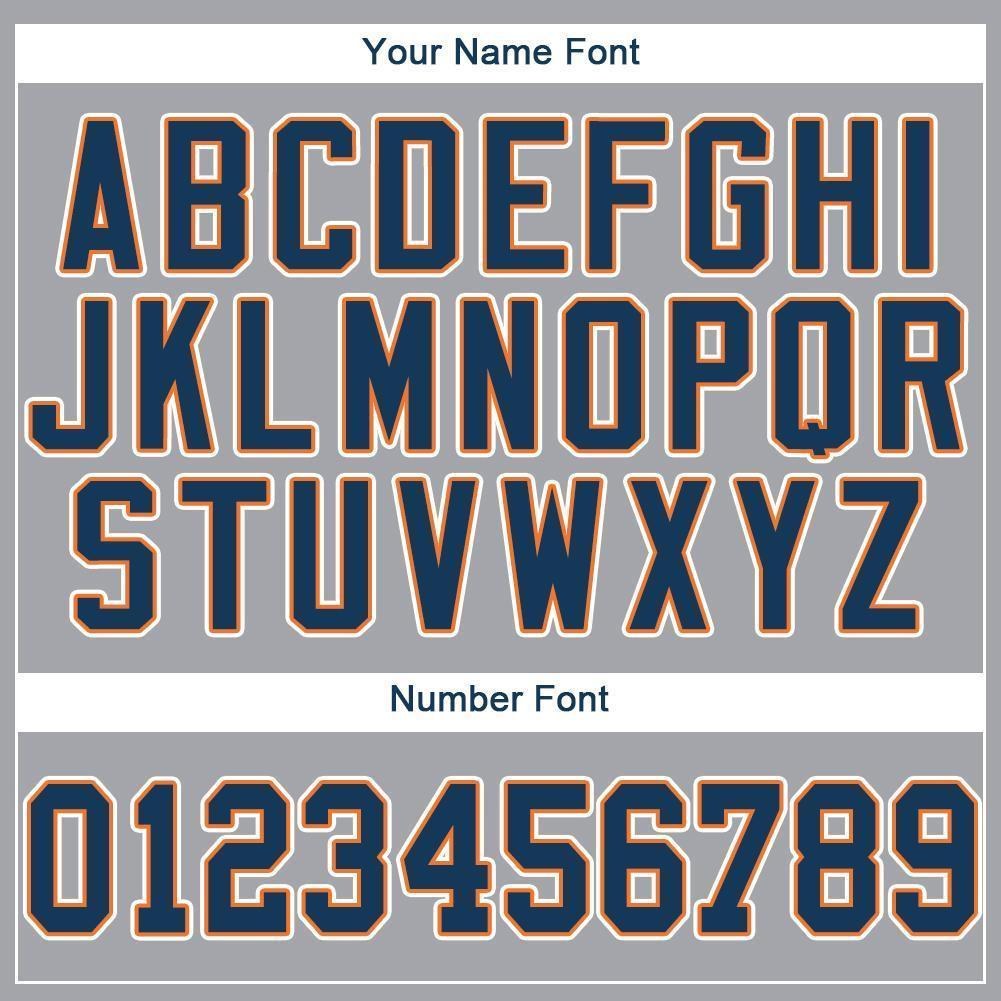 Custom Gray Navy-Orange Baseball Jersey photo 2